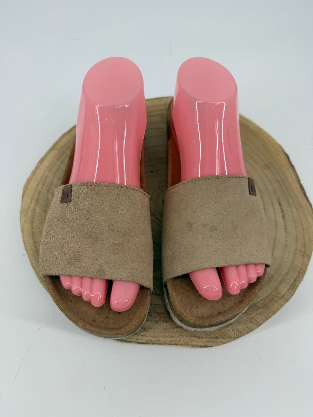 Biostep Sandals Slides Light Taupe Leather Upper Women’s Size 8 Boho Comfort